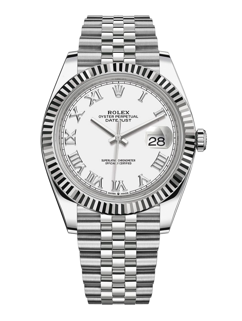 Rolex Datejust 126334 White Roman Fluted 41mm Jubilee Stainless Steel