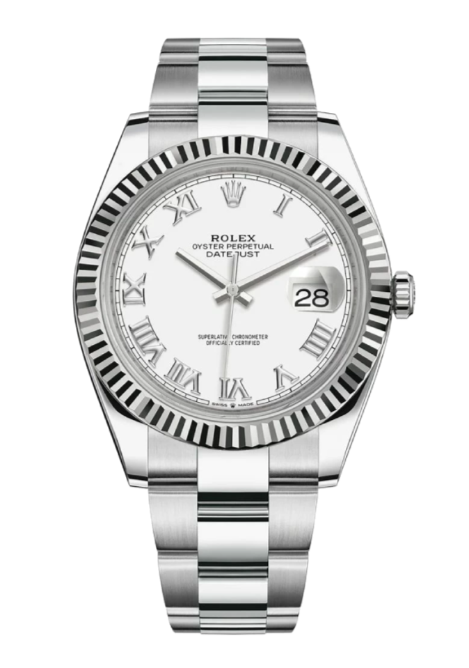 Rolex Datejust 126334 White Roman Fluted 41mm Oyster Stainless Steel