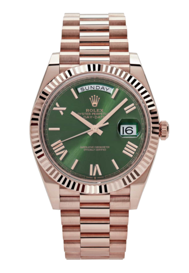 Rolex Day-Date 228235 Olive Green 40mm President Rose Gold