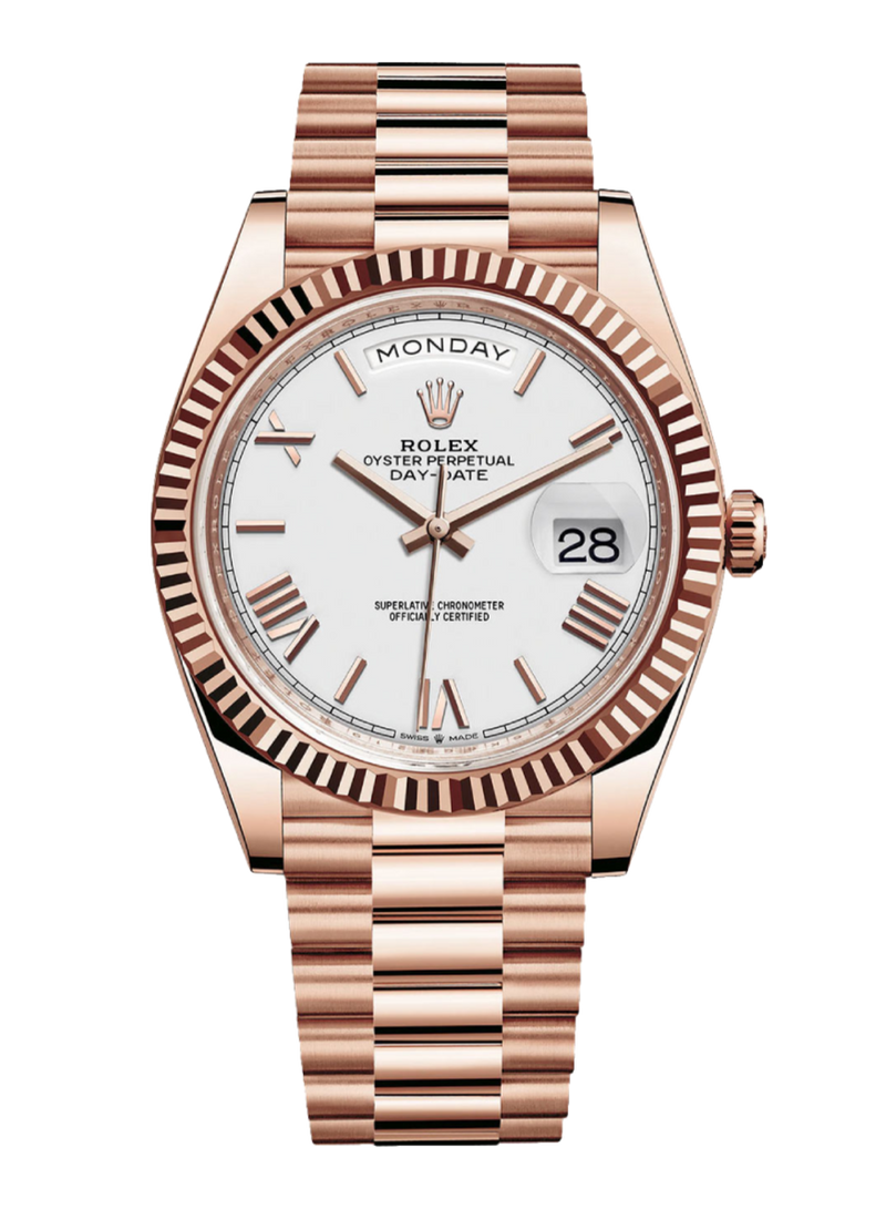 Rolex Day-Date 228235 White 40mm President Rose Gold