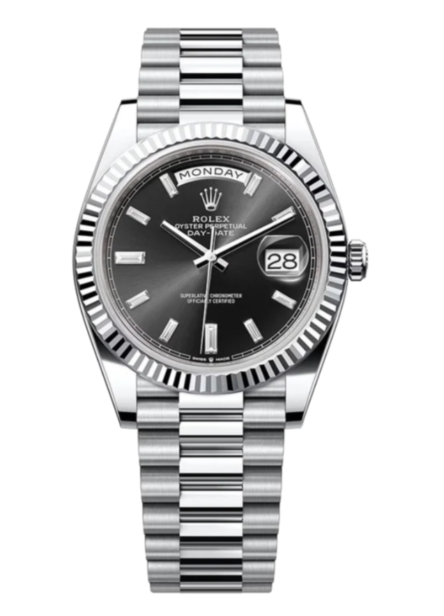 Rolex Day-Date 228236 Baguette Diamond Black 40mm President Platinum