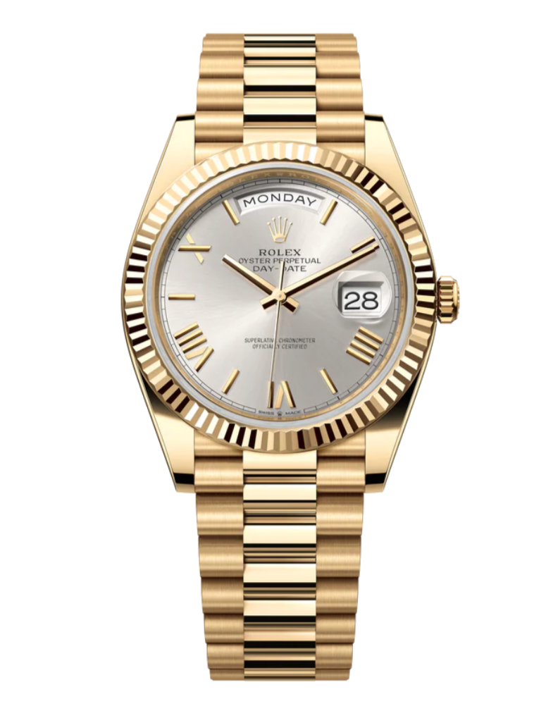 Rolex Day-Date 228238 Silver Roman 40mm President Yellow Gold