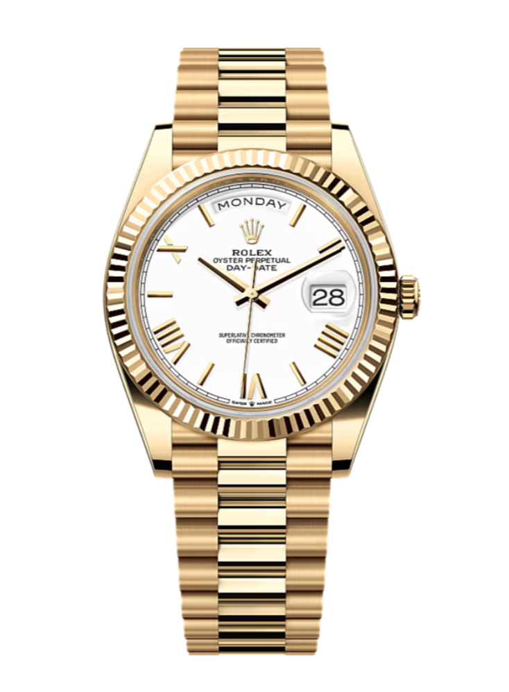 Rolex Day-Date 228238 White Roman 40mm President Yellow Gold