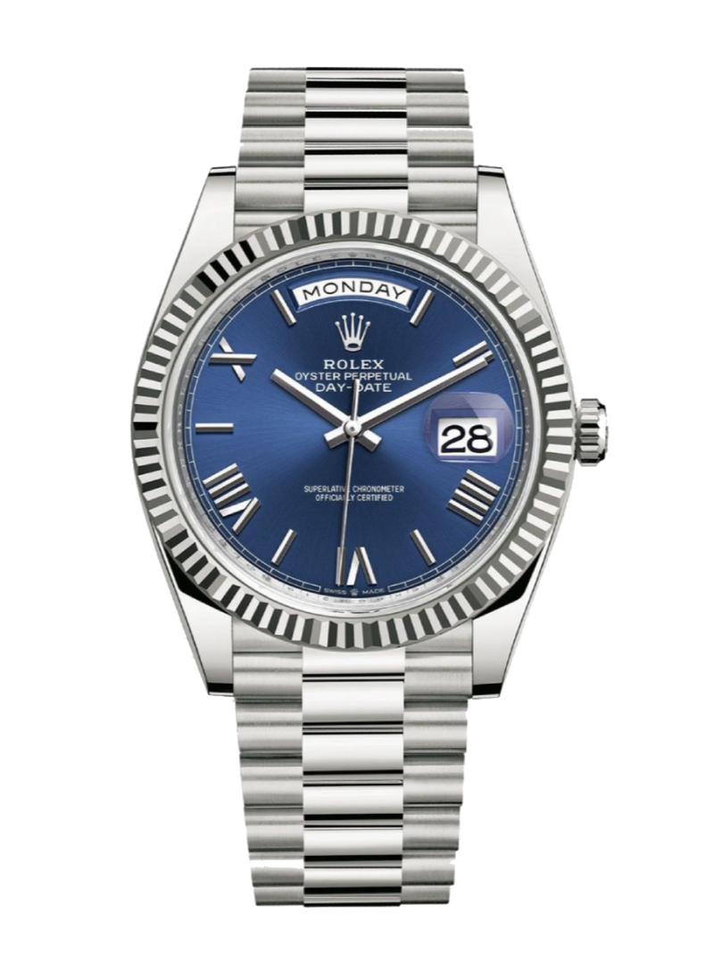 Rolex Day-Date 228239 Blue 40mm President White Gold