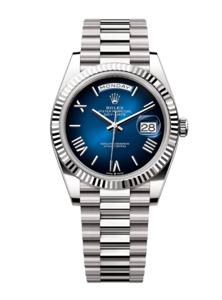 Rolex Day-Date 228239 Blue Ombre 40mm President White Gold
