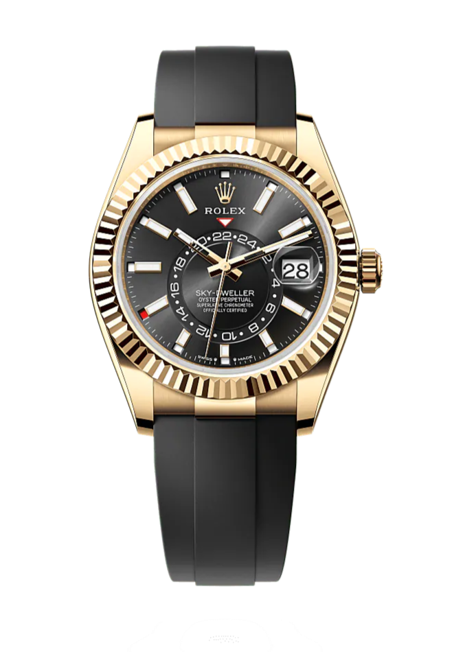 Rolex Sky-Dweller 336238 Black 42mm Oysterflex Yellow Gold