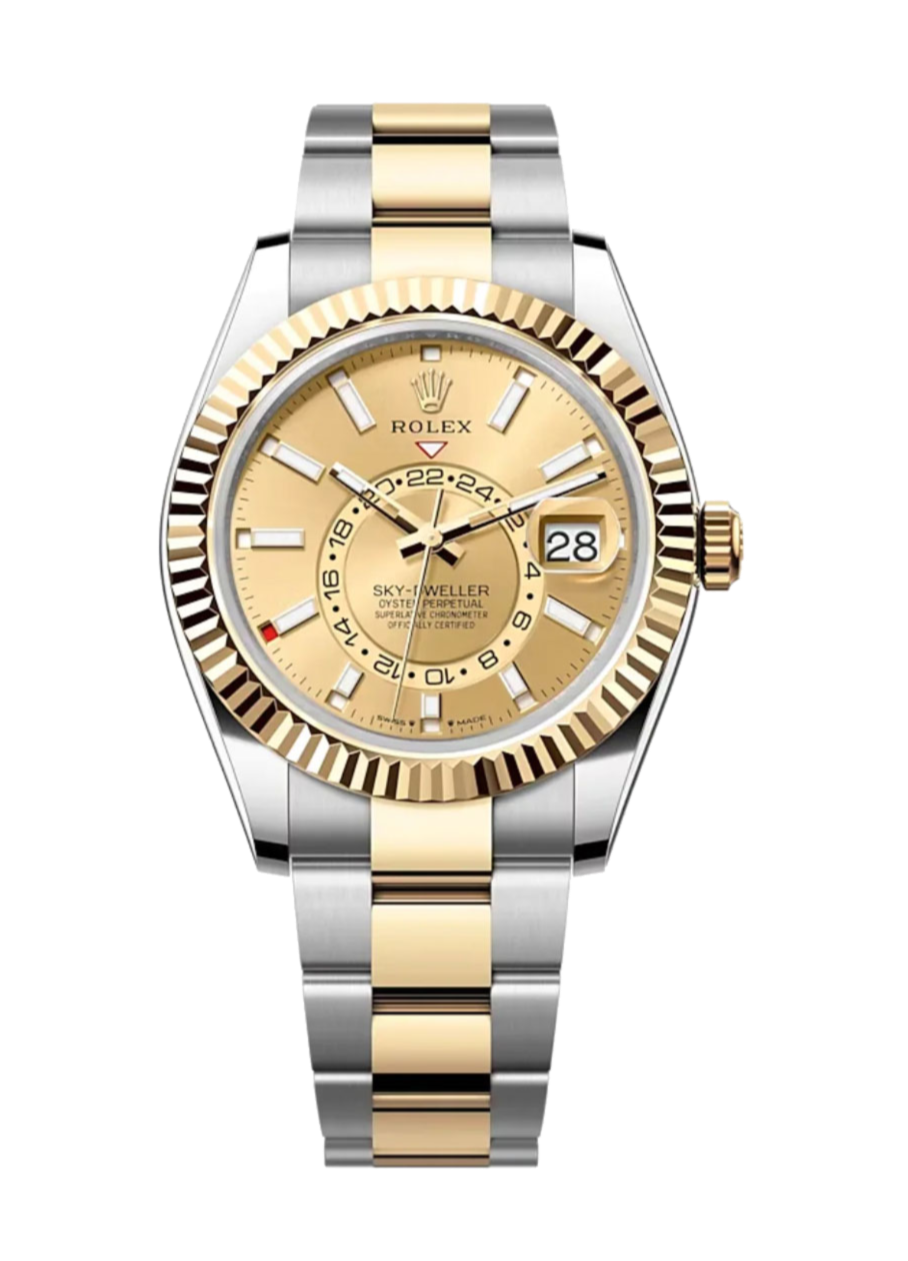 Rolex Sky-Dweller 336933 Champagne 42mm Oyster Yellow Gold / Stainless Steel
