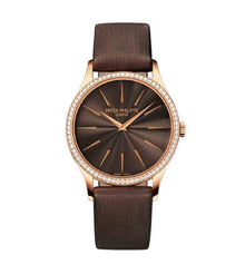Patek Philippe Calatrava Rose Gold Brown Dial Diamond Ladies Watch 4897R